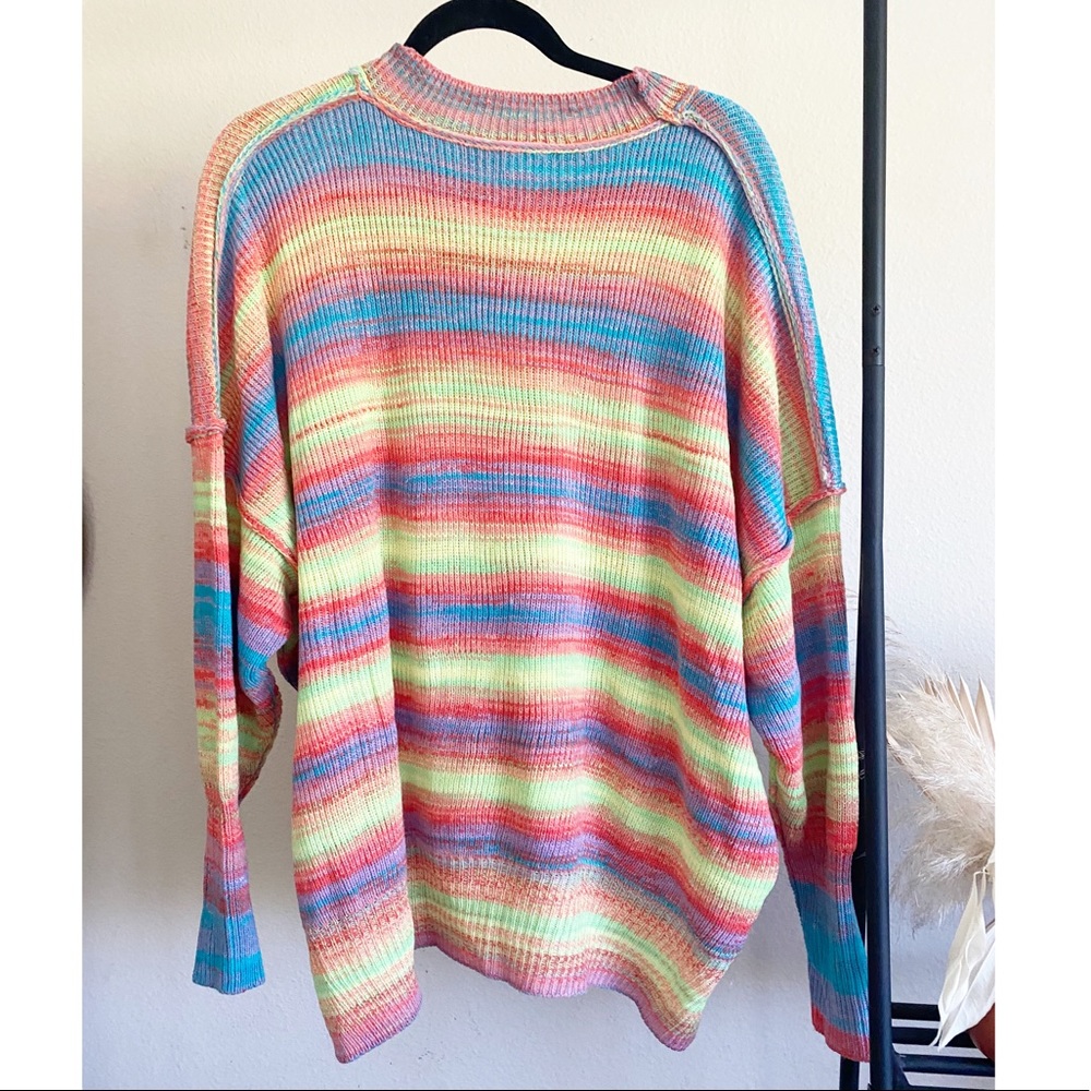Bucket List Multi Color Striped Slouchy Oversize … - image 8
